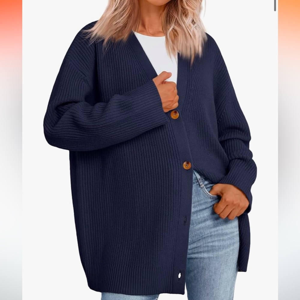 Like 🆕 Amazon Automet navy relaxed wide cut button down viscose blend cardigan